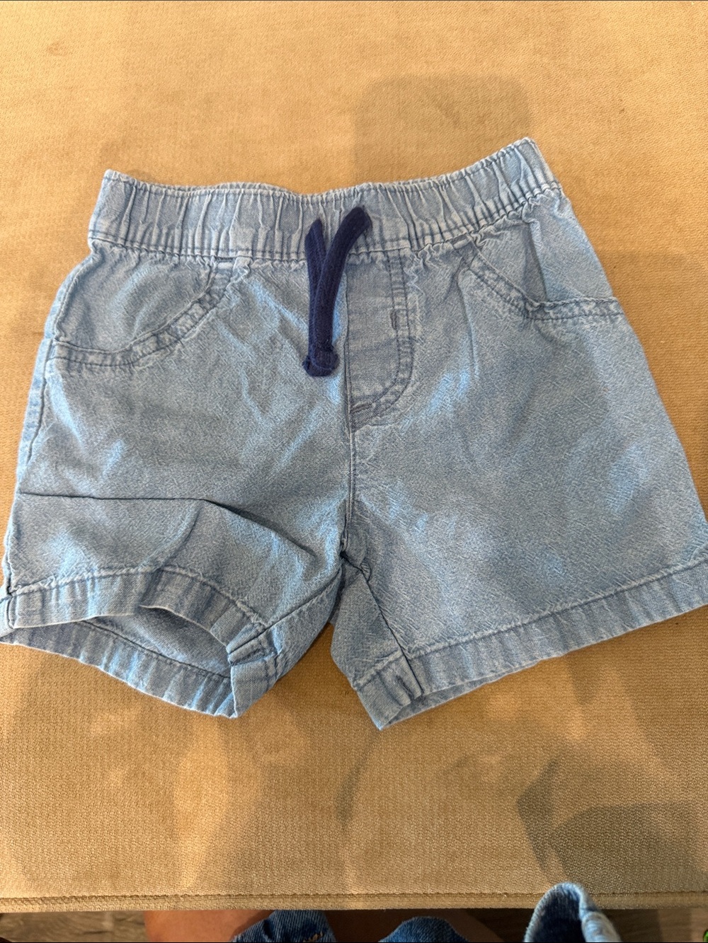 Light Blue Kids Denim-Style Pull-On Shorts